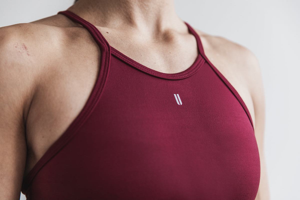 Nobull Halter Matte Women's Sports Bras Dark Red | Australia (NW9876)